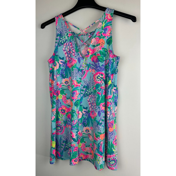 Lilly Pulitzer Kristen Dress Mini Multi-Color Printed Tropical Fruit Small Short - Picture 7 of 12
